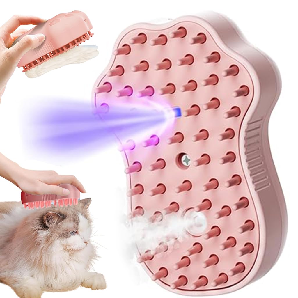 Qpets® Cat Steam Brush, Steam Brush for Cats and Dogs, Dog Steam Brush Steamy Pet Steam Hair Brush, 3 in 1 Dog Hair Brush Dog Comb with UV Sterilization Light (Pink) (B0D45KQC68) Amazon Price History, Amazon Price Tracker