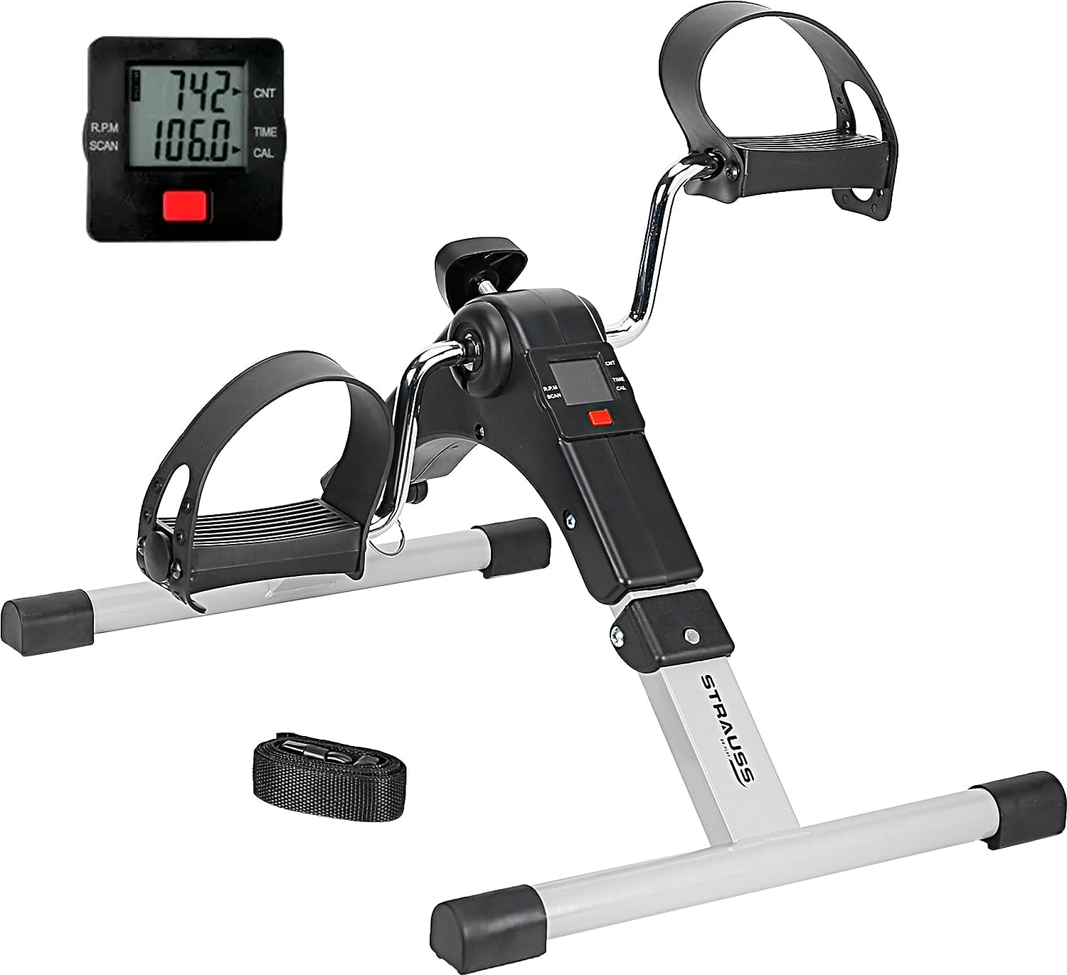 Strauss Digital Pedal Exercise Machine | Mini Fitness Cycle for Home with Fixing Strap | Foldable and Portable | Suitable for Light Exercise of Legs, Arms, & Physiotherapy at Home (B0CCP8976Q) Amazon Price History, Amazon Price Tracker