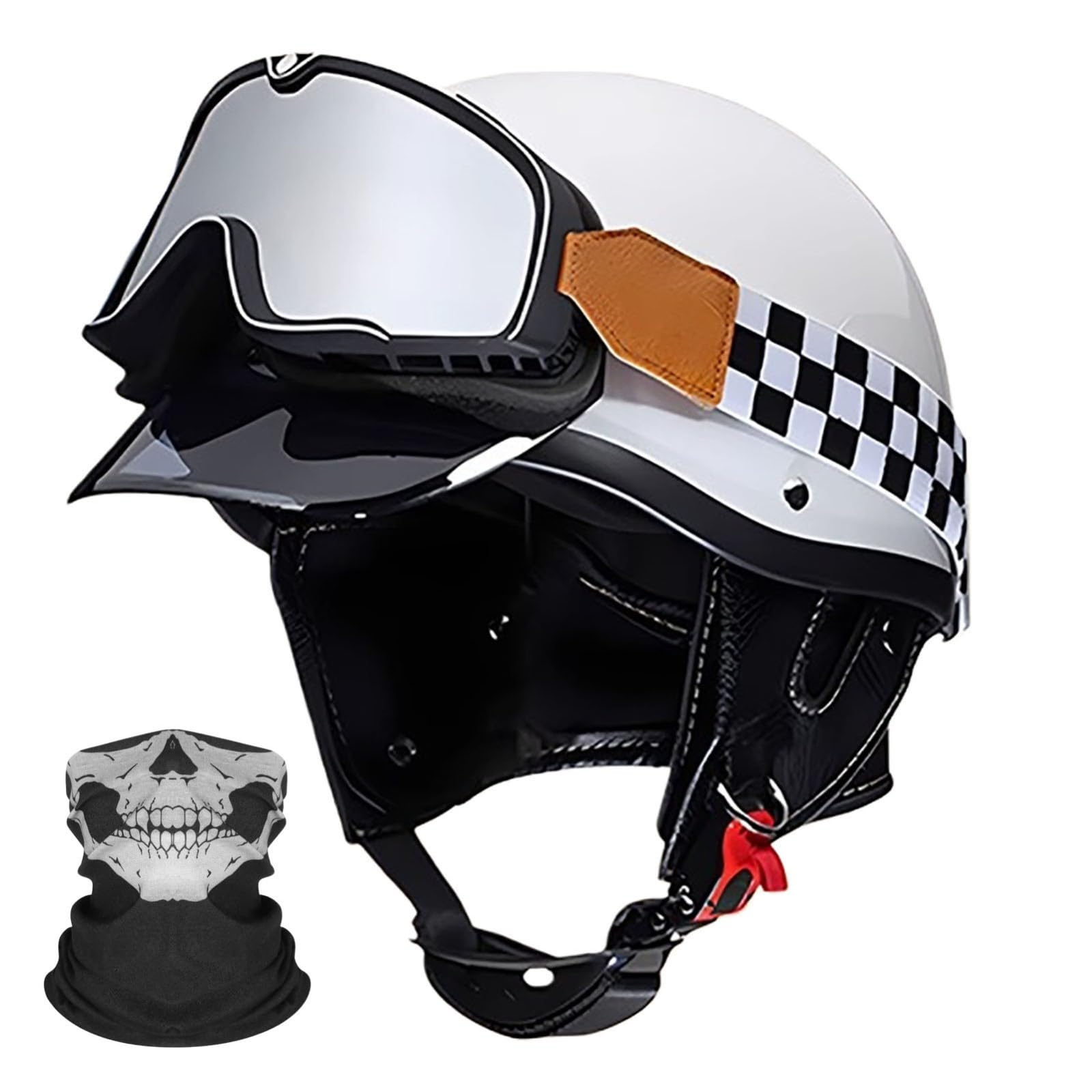 Półkaski motocyklowe dla mężczyzn i kobiet, certyfikat EC/DOT, kask motocyklowy Vintage Cruiser z okularami ochronnymi, kask odrzutowy do dojazdów do miast