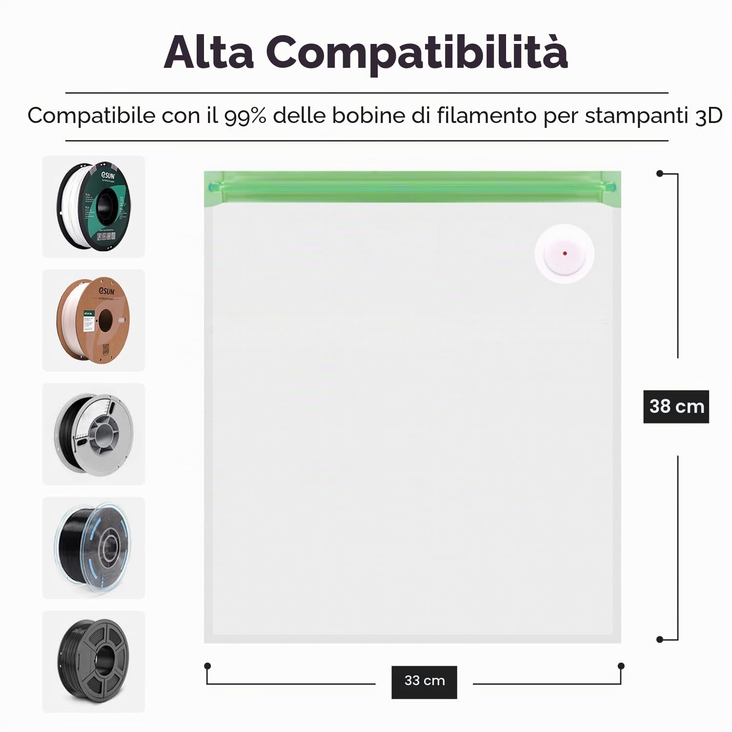 eSUN Upgrade Kit Sottovuoto, 10pz Stampante 3D Filamento Compressione Sottovuoto con pompa USB, riutilizzabile filamento a prova di umidità sacchetto sigillato sottovuoto