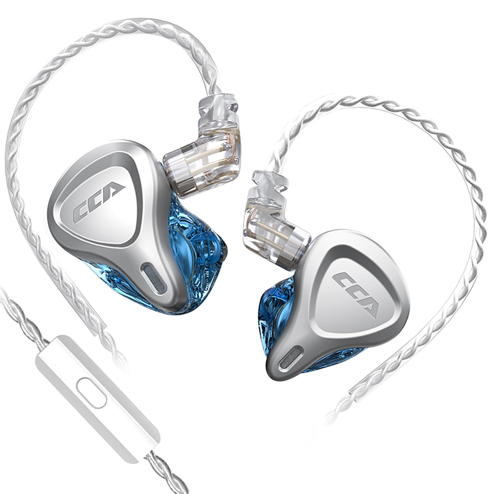 CCA CSN IEM In-Ear-Kopfhörer, 1DD 1BA CCA In-Ear-Kopfhörer, CSN Hörer, Schlagzeuger, Musiker, Stereo-Headset mit abnehmbarem C-Pin-Kabel für Kirche (mit Mikrofon, blau)