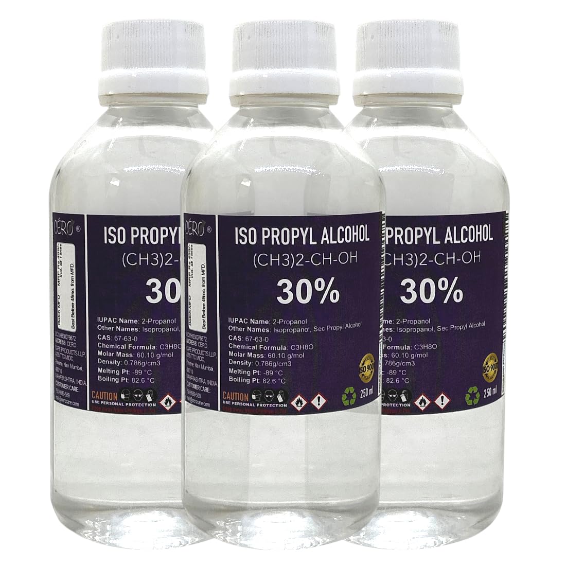CERO ® IPA Isopropyl Alcohol for Cleaning, All Electronics, Clean Your Makeup Tools, Clean CPU, GPU and Screen, Repair Cosmetics 30% Pure [(CH3)2-CH-OH] CAS: 67-63-0 (250ml) Pack of 3-image-49