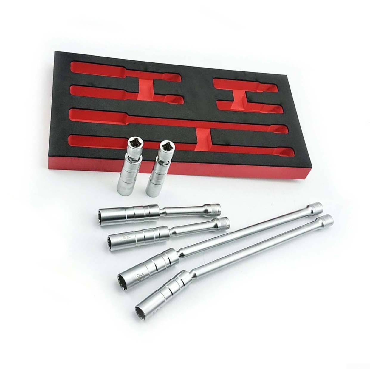 Drehbare Zündkerze aus Chrom-Vanadium-Stahl mit Magnet, 3/8-Zoll-Antrieb, dünnwandige Verlängerung für 14 mm und 16 mm, silberfarbenes Werkzeug für den Zugang zu schwer erreichbaren Stellen in