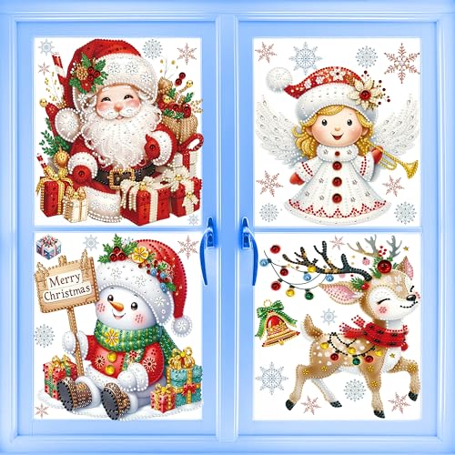Fensterbilder Weihnachten-4D Diamant Visuelle Weihnachtsfensterbilder...