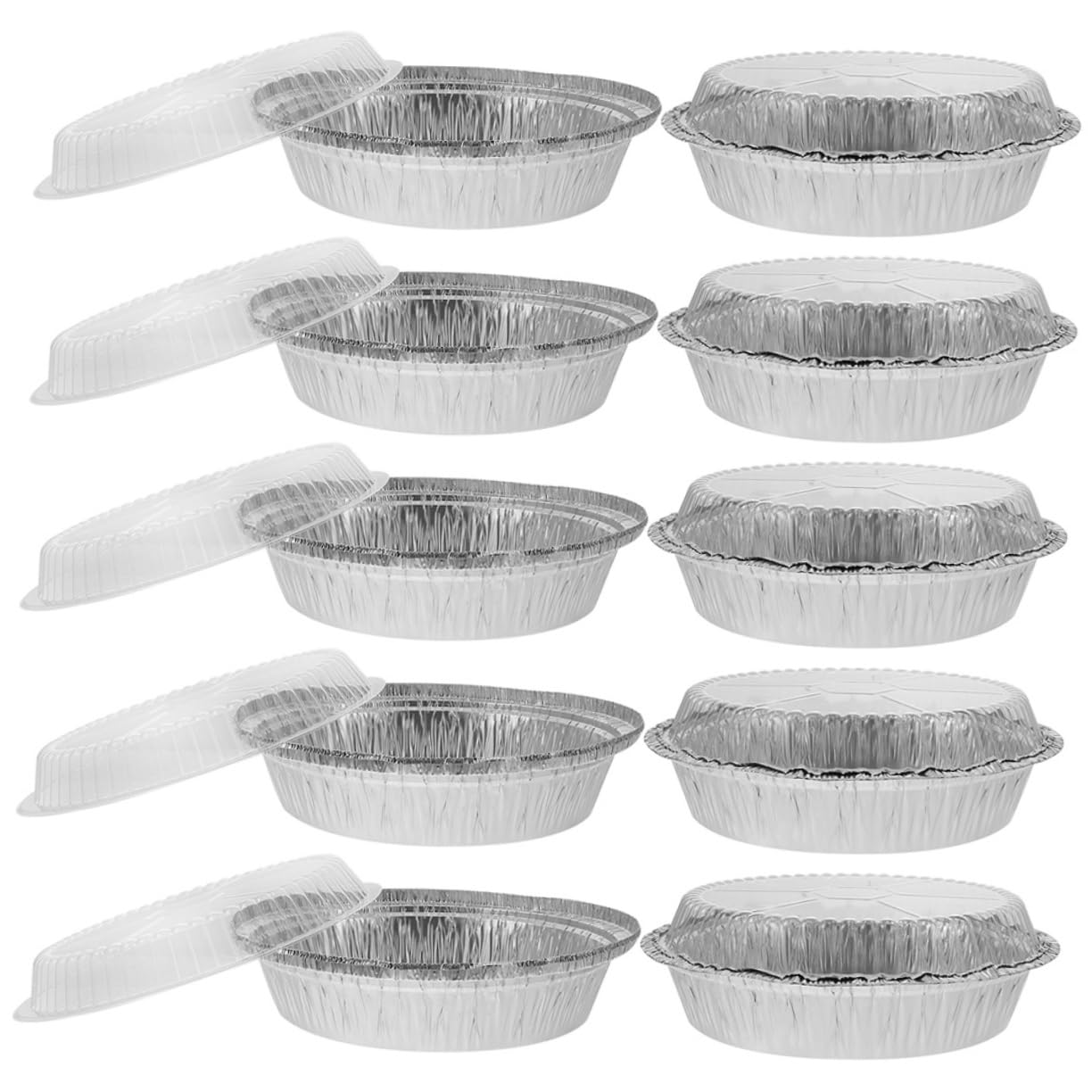 OUNONA 40 Set Aluminum Foil Tinfoil Pans with Lids Round Baking and Grilling Dishes for Steaming Bbq and Parties Capacity Convenient for Outdoor Use