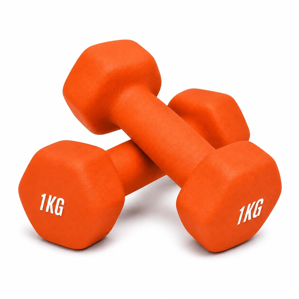 Neoprene Dumbbells Set Pair, Cast Iron Hand Weights for Home Gym Fitness, Aerobic Exercise, Strength Training, Toning, Workout Weights for Men & Women (Orange, 1Kg Pair)