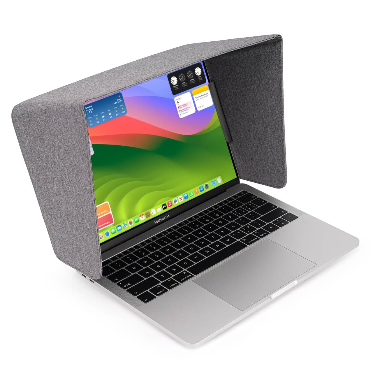 TYTX Laptop-Sonnenschutz für 13-14 Zoll, leichte blendfreie Bildschirmabdeckung für die Arbeit im Freien, faltbare Computer-Blendschutzhaube mit weichen Silikonclips (Schwarz, für 13-14 Zoll)