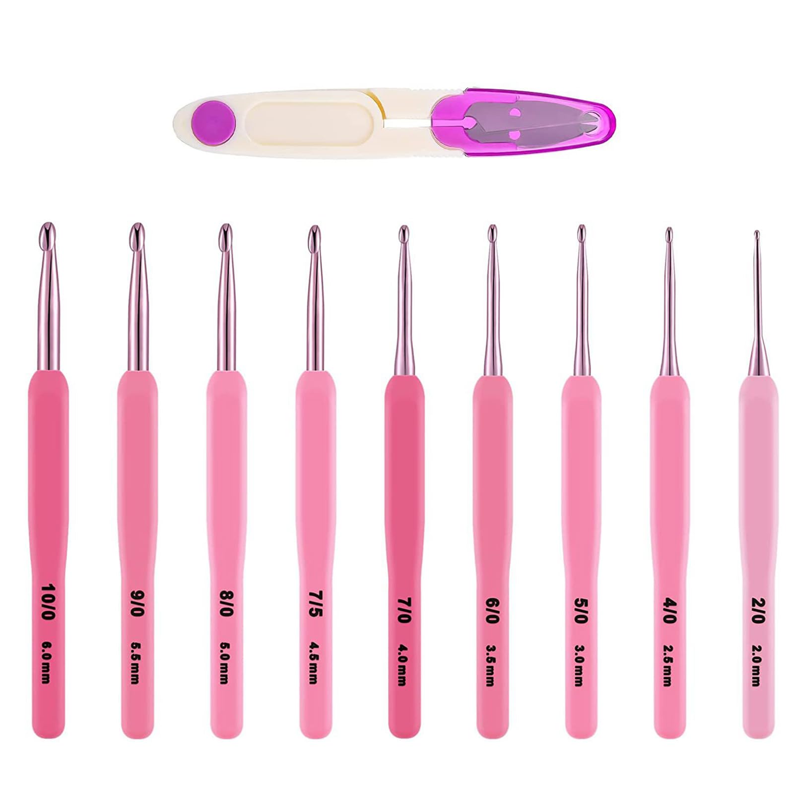 Nucelit 1 Set 2.0mm-6.0mm Crochet Hook Set Pinks Gradients Knitting Needle Ergonomical Crochet Needle Accessories