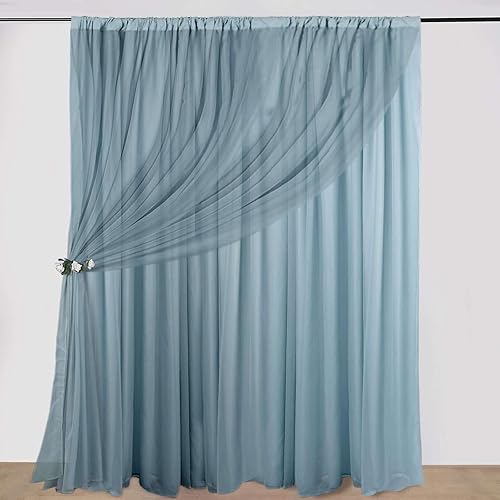 Vista 15 de Efavormart - Telón de fondo de gasa de poliéster de doble capa marfil de 20ftx10ft con bolsillos para barra Efavormart