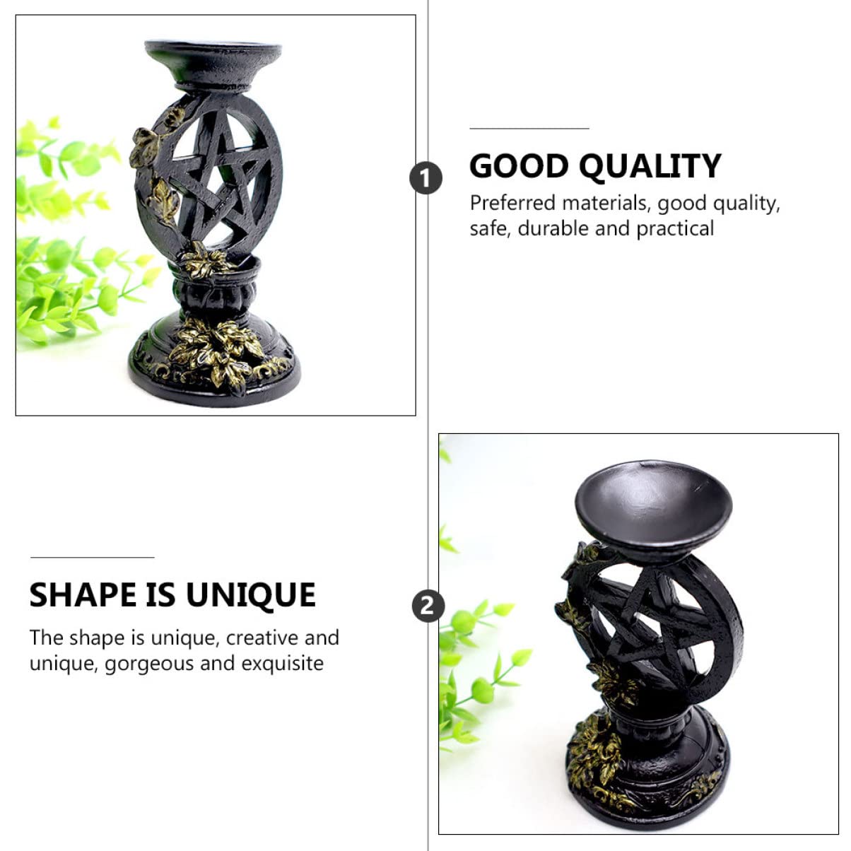 1pc Figure Prop Center Ornaments Sculpture Pentagram Tealight Stylish Resin Ritual Table Holder Candle Photo Retro-style Adornment Pentacle Office Jade Base Sacrificial
