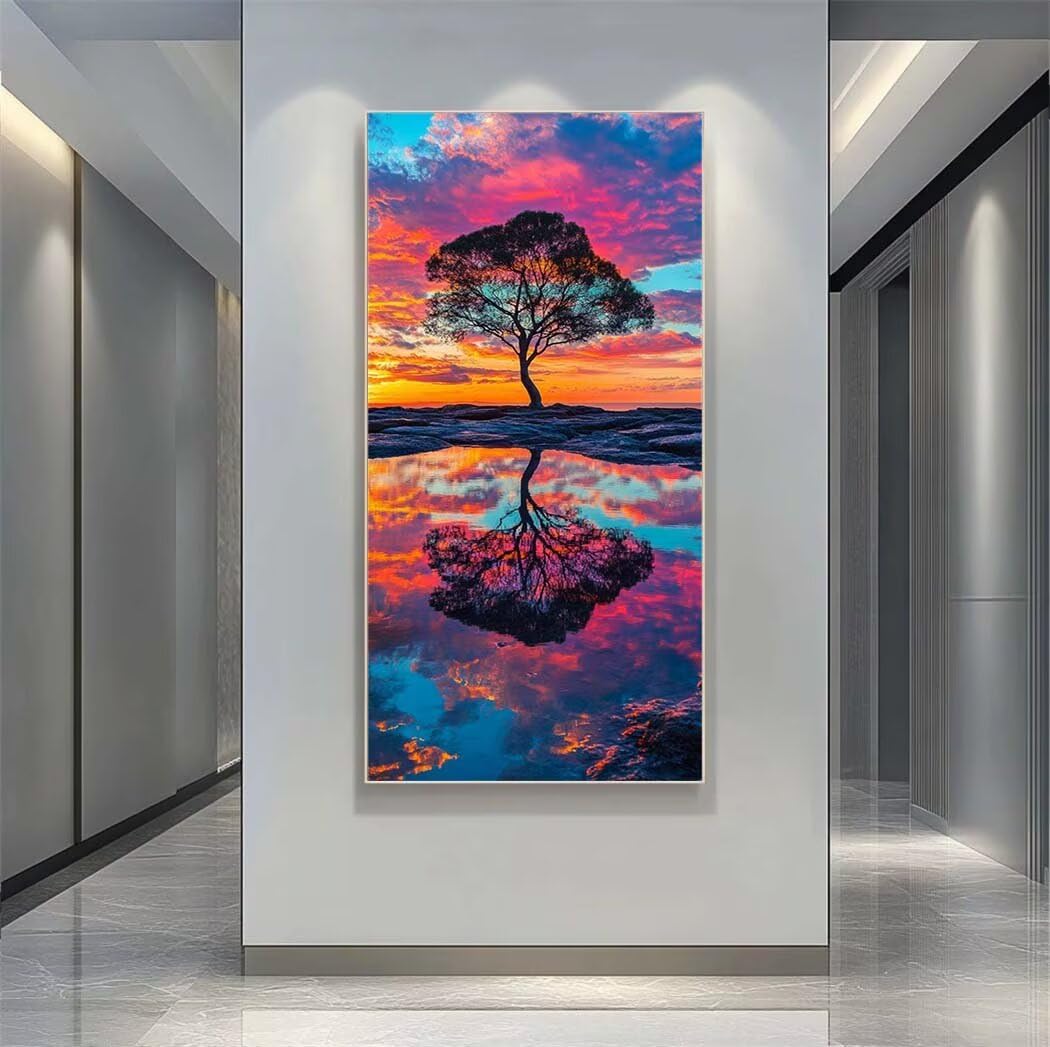 Diamond Art Painting Kits for Adults 50x120cm, 5D Large Diamond Painting Landscape Full Round Drill Gem Art Tree Crystal Cross Stitch Arts Crafts Paint by Numbers for Home Wall Decor Gifts -LR1149