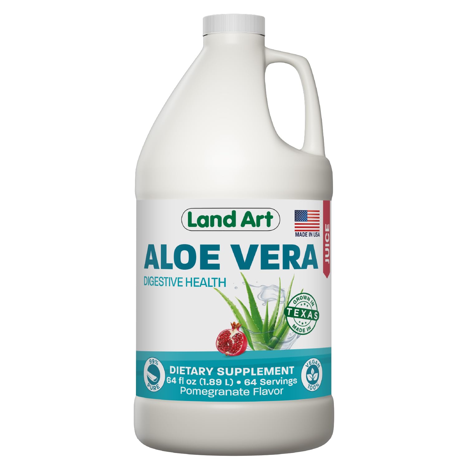 Aloe Vera Juice Pomegranate, Digestion, Constipation, Bloating, 64 fl oz Pomegranate 64 Fl Oz (Pack of 1)
