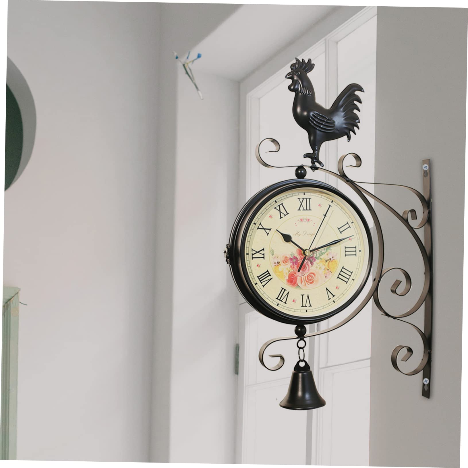 Wanduhr Robuste und Praktische mit Glas Doppelseitige aus Eisen Retro Stil Lautlose Hängeuhr als Stilvolle Dekoration für Riegel und Hotel