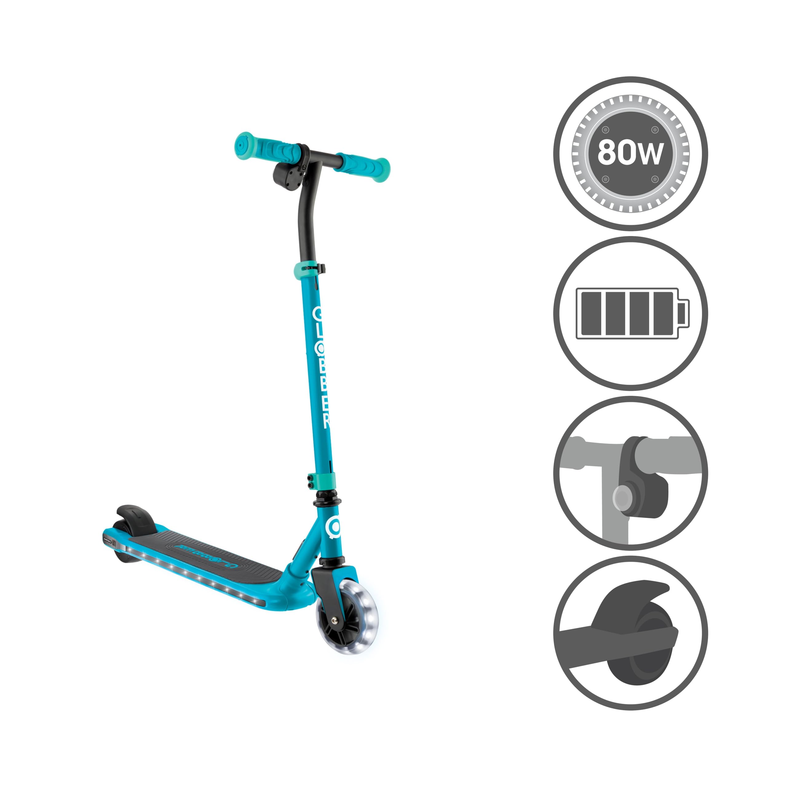 Globber - E-Motion 6 - Monopattino elettrico a 2 ruote per bambini, verde smeraldo