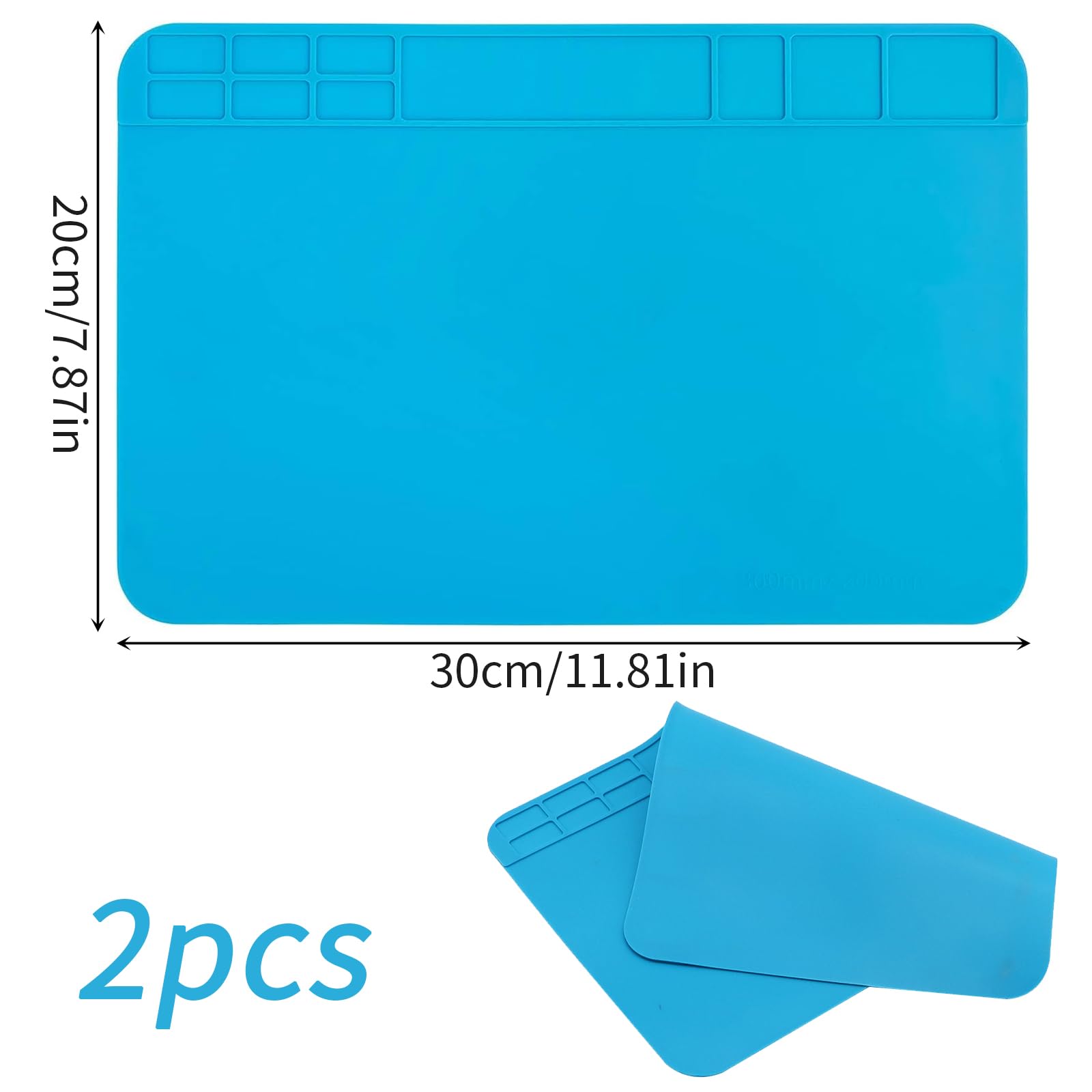 Tappetino Saldatura Silicone Professionale 45x30cm Con Scale E Porta Viti - Per Riparazione Smartphone, Orologi, Dispositivi Elettronici - Foto 3