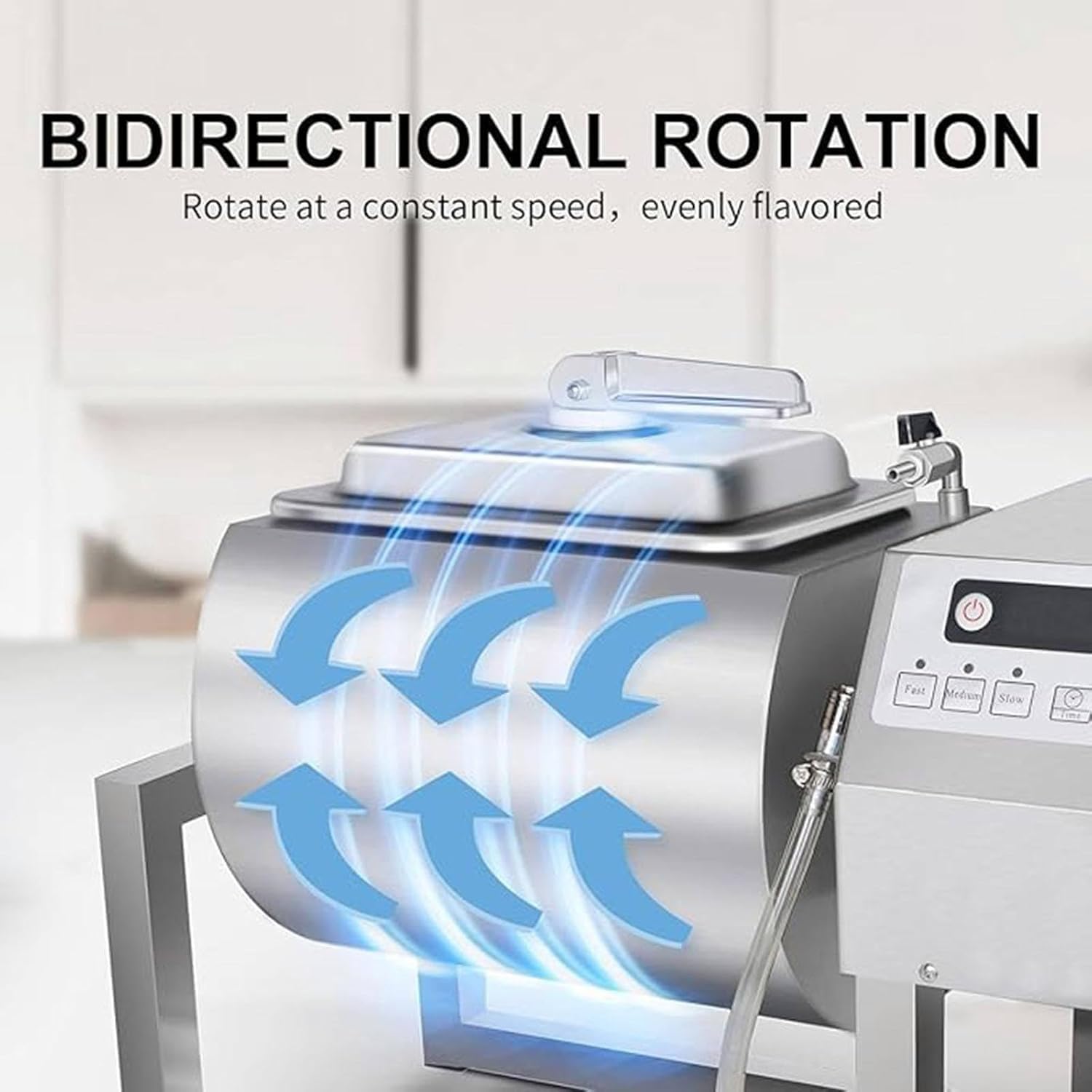 Marinador De Carne Al Vacío 18l 30w En Acero Inoxidable Alimentario, Tumbler De Vacío De Sobremesa con Rotación Bidireccional Y 3 Velocidades, Temporizador 1 a 99 Minutos
