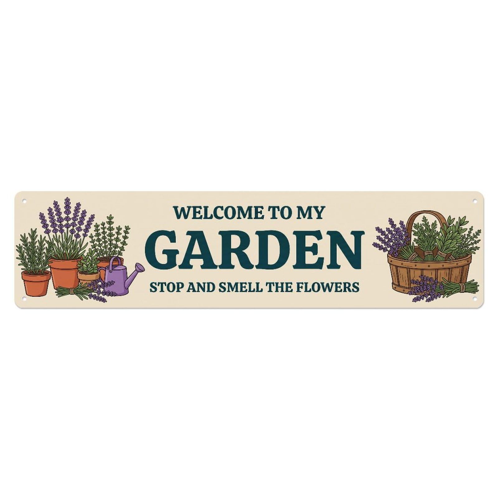 Metal Tin Sign Retro Garden Welcome Lavender Cottage