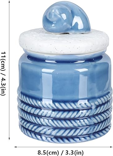 Miniatura 2 de Zerodeko Recipiente de cerámica para té náutico con tapa, soporte para té suelto, tema de playa, recipientes de almacenamiento para té, café, azúcar