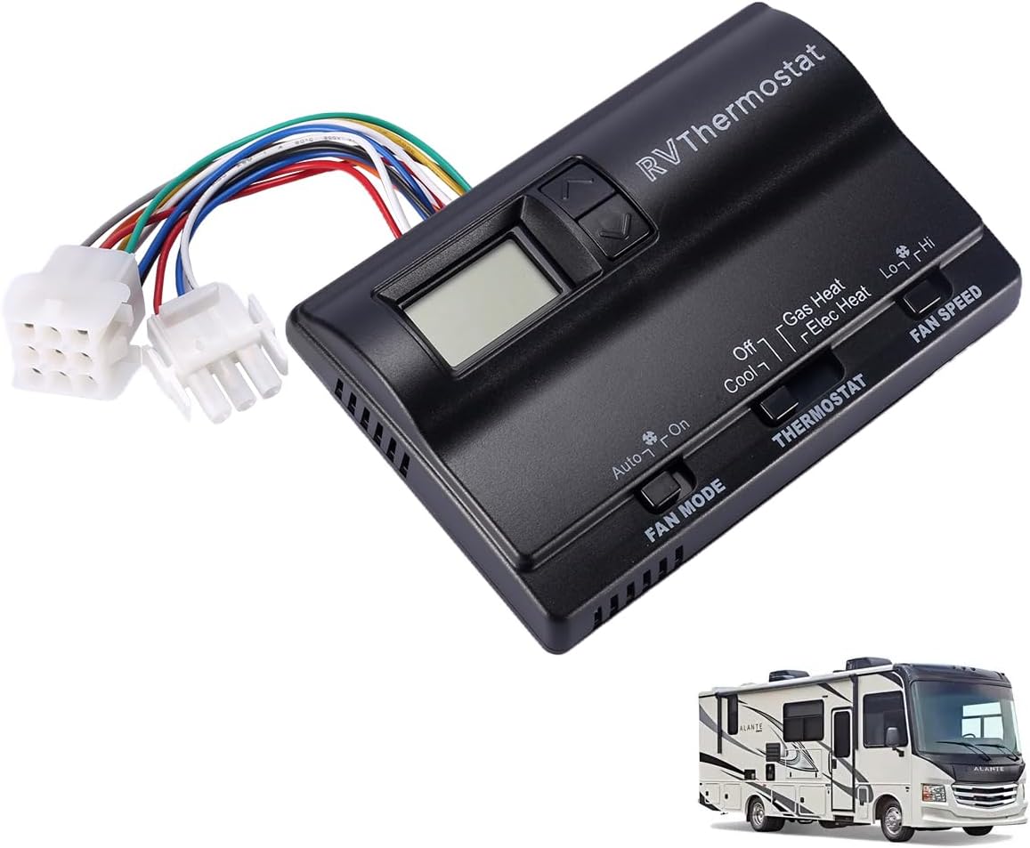 RV Upgrade 6536A3351 - Digital Heat/Cool Thermostat - Compatible with Coleman Mach, Two-Stage Digital Thermostat, Wall-Mounted Black/White - #6536A3351 (Black)