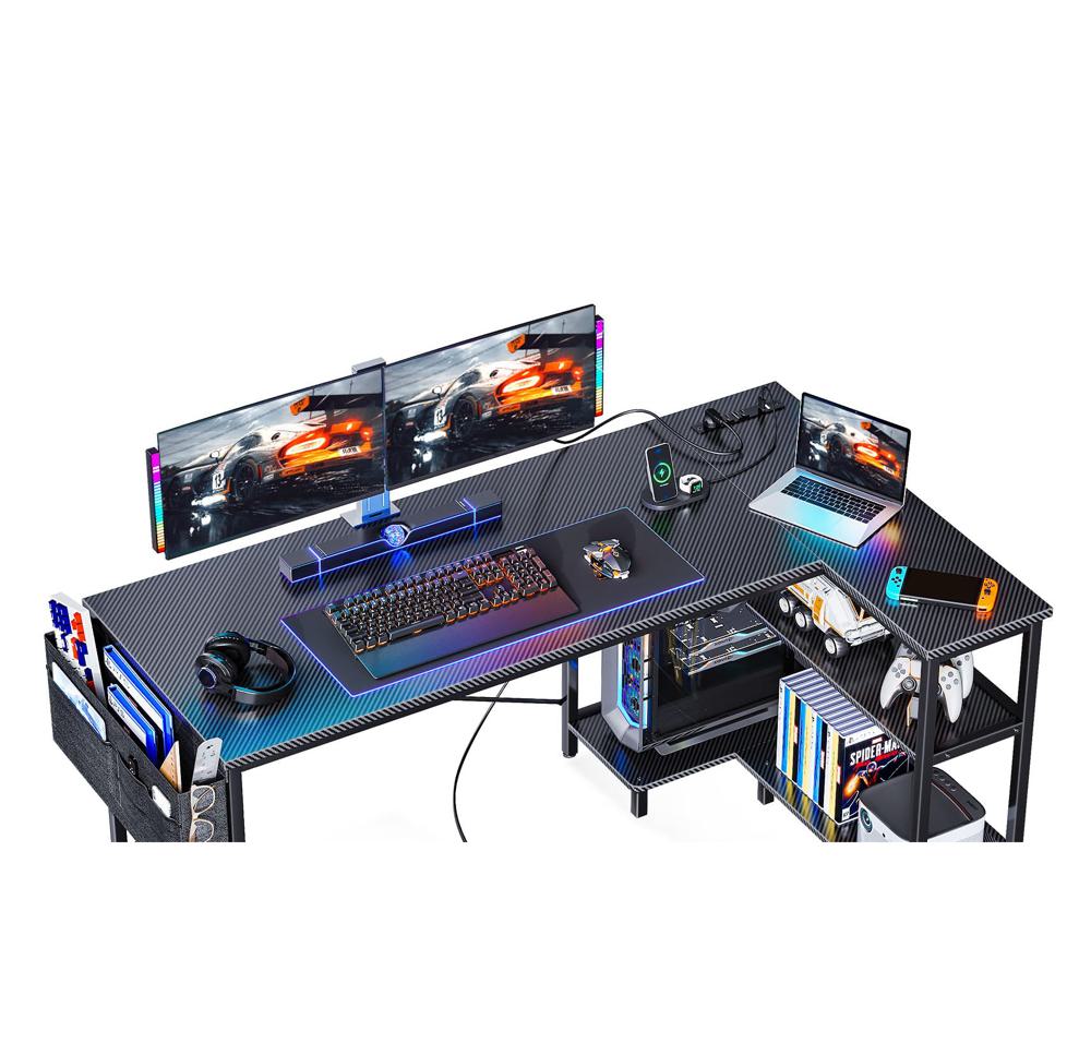 Amazon.com: ODK 55 Inch L Shaped Gaming Computer Desk with Power