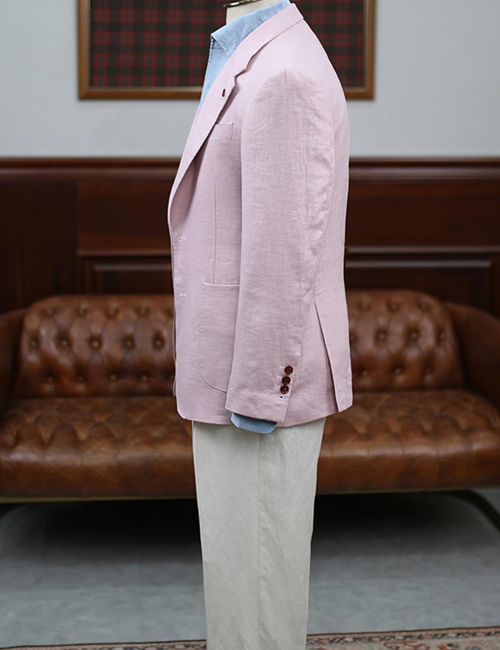 Giacca da uomo in lino, monopetto, casual, smoking, risvolto, leggero, sportivo, per matrimoni