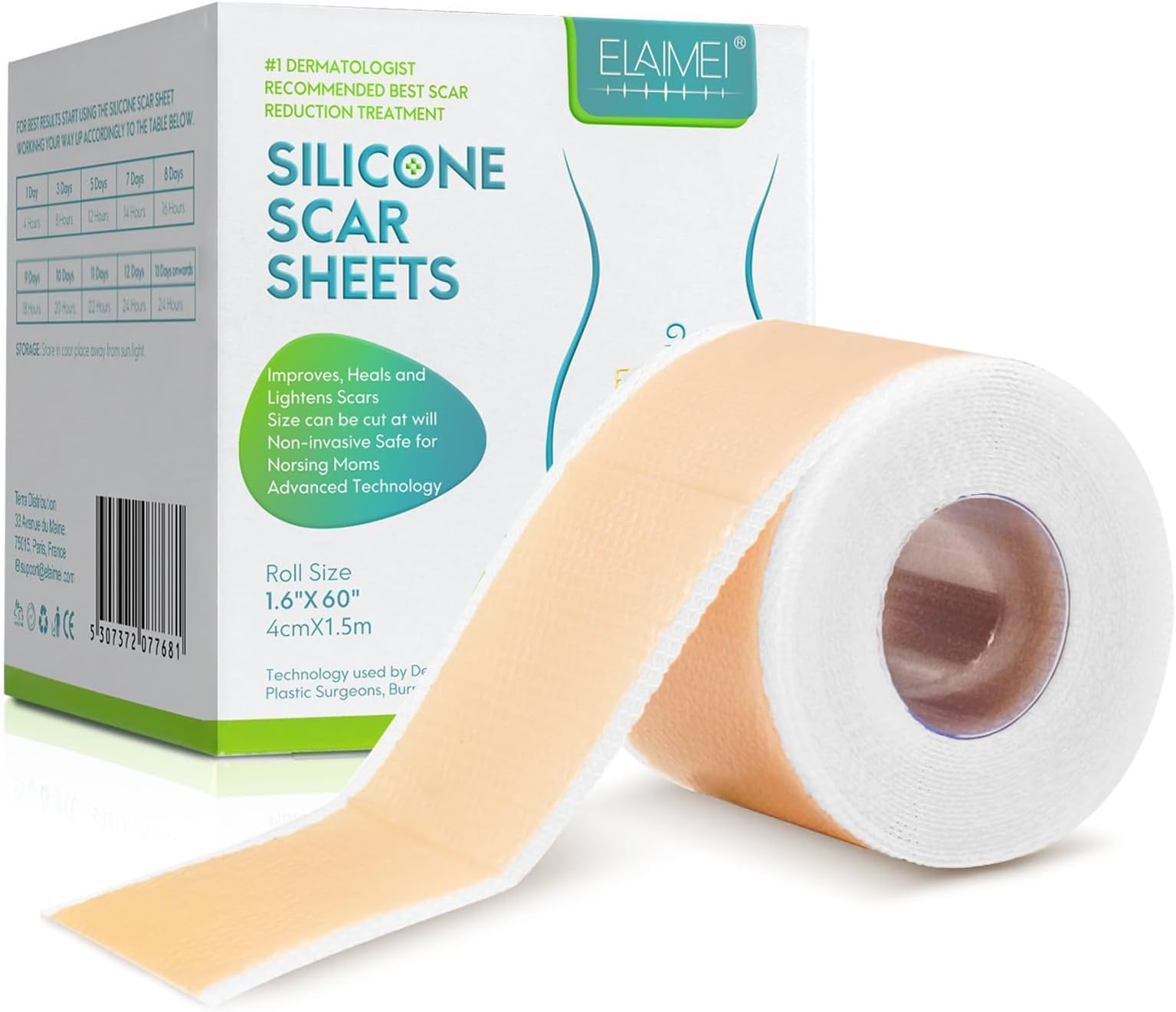 1 Roll Silicone Scar Sheets,Medical Grade Scar Removal Silicone Gel Tape,Medical Silicone Easy-Tear Gel Tape Roll for Acne Scars C-Section & Keloid Surgery Scars Sheets Treatment Tapes