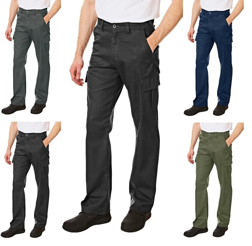 Lee Cooper Men's Classic Multi Pocket Cargo Work Trouser Easy care Safety Pant, Black, 34W / 31L