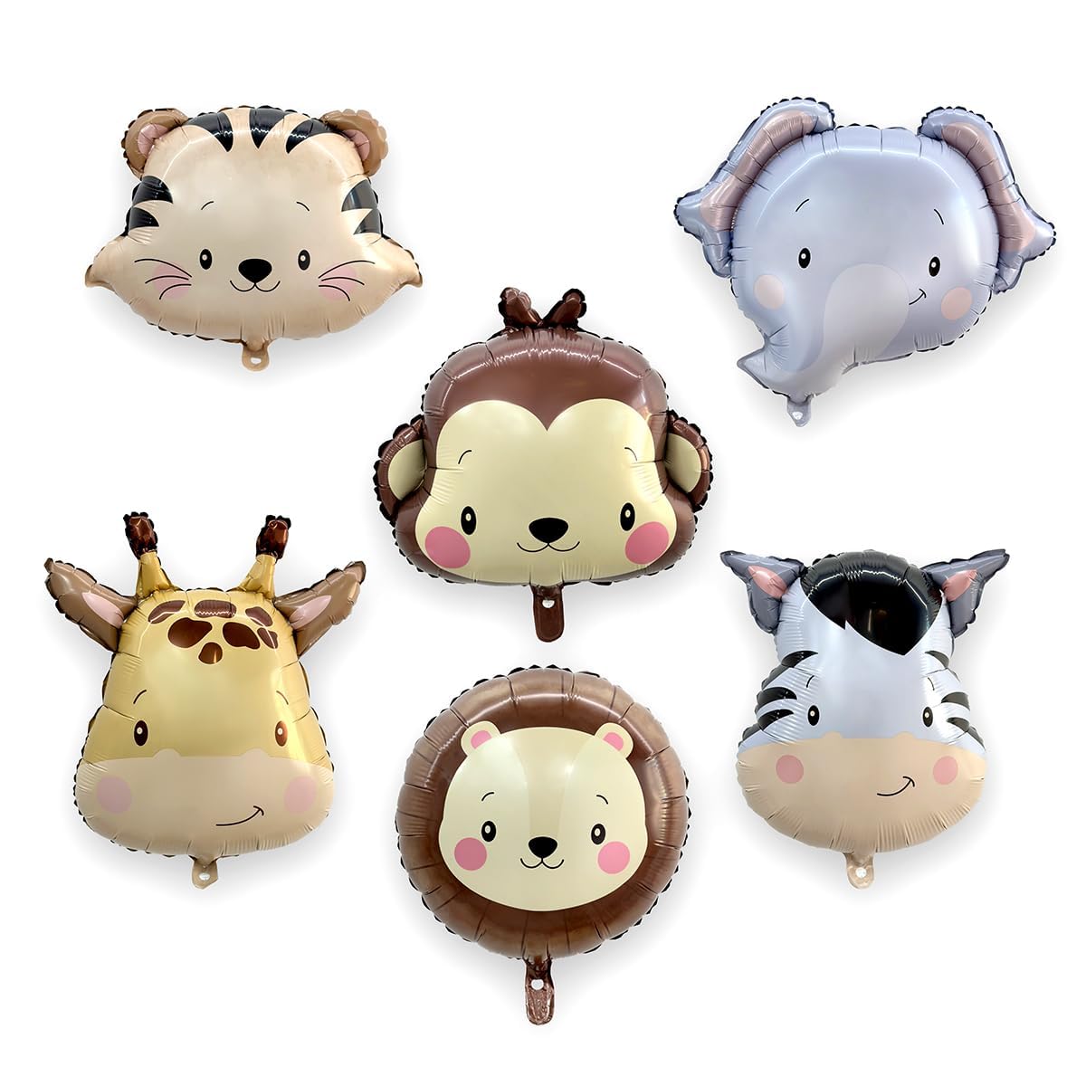 6PCS (18-24in) Safari Animal Foil Balloons, Jungle Safari Theme Birthday Party Decorations, Monkey Zebra Lion Elephant Helium Balloons, Animal Theme Birthday Party Supplies YuBeiKoo (Mixed Colors)