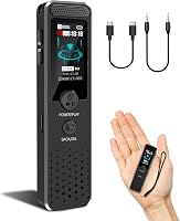 Tonnlog 128GB Mini Diktafon Hangaktiválással - USB-C Hangrögzítő Lejátszással, 1536Kbps Felvételi Minőség Előadásokhoz, Értekezletekhez, Kom 1
