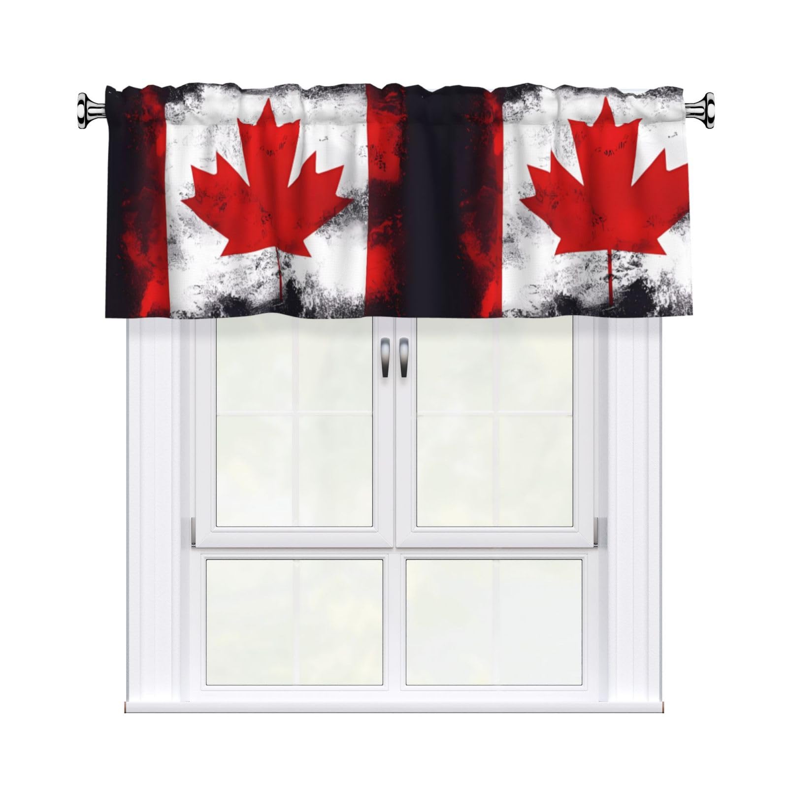 HJFCZH Canadian flag Prints Durable Window Layer – 54x18 Inch 100% Polyester Peach Skin Valance for Long-Lasting Style