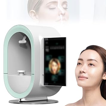 AI 3D Facial Skin Analyzer Machine, High-Resolution Skin Problem Detection Instrument with 12 Spectra, Facial Moisture Test & Data Analysis for Beauty Salon Healthy Skin Care green