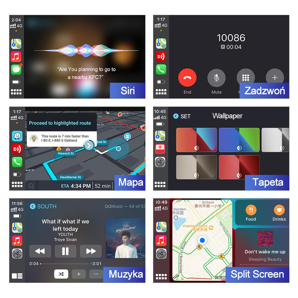CarlinKit Przewodowy adapter samochodowy CarPlay/przewodowy Android do radia samochodowego z systemem Android, musisz zainstalować aplikację Autokit APK w radiu samochodowym, obsługa ekranu