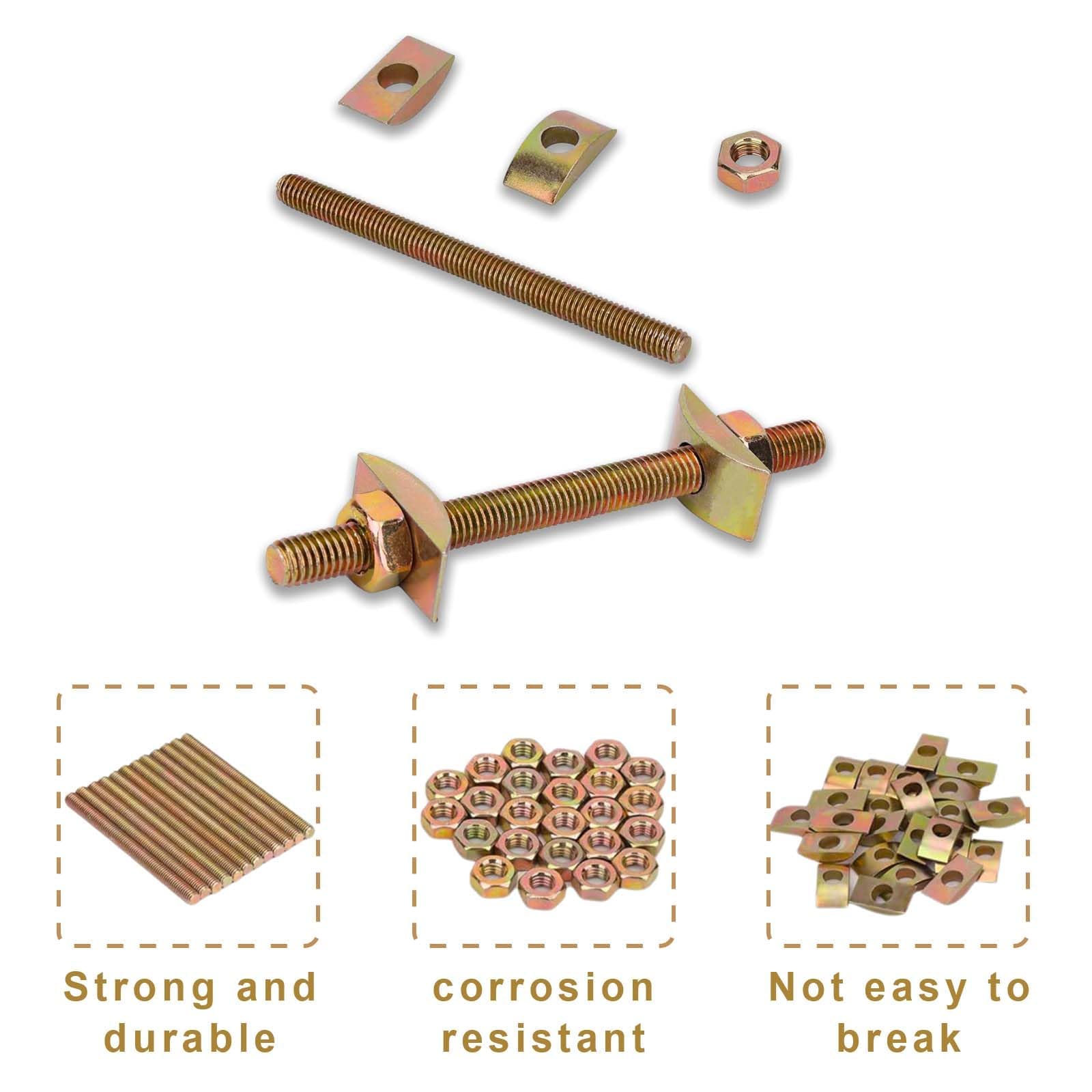 12 juegos,Conector de Muebles M8 x 100 mm,Con 1 llave inglesa,Encimera Conector,Conectores de media luna,Conectores de Encimera,Se utiliza para conectar estanterías de cocina,marcos de cama y muebles
