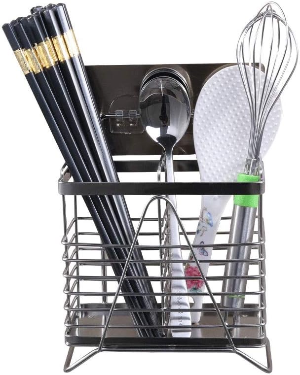 Cutlery Holder Cutlery Drainer Kitchen Knife Fork Soup Spoon Storage Rack Punch-Free Storage Rack Wall-Mounted Utensil Holder/Spatula Holder