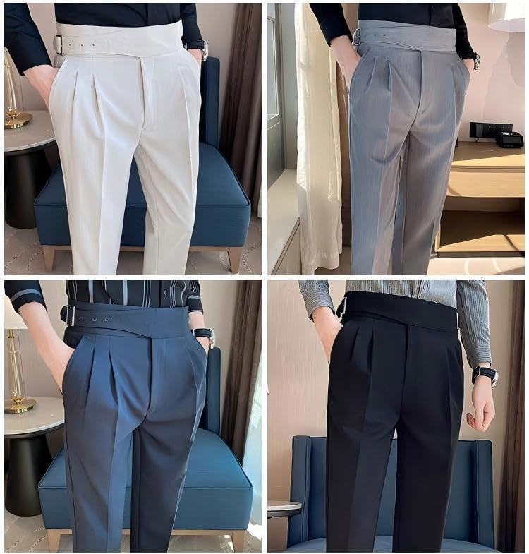 Men's Suit Trousers Business Straight British Casual High-Waisted Suit Pants2