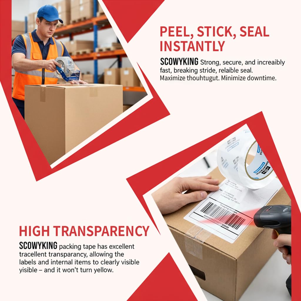 Heavy Duty Packing Tape 36 Rolls, Total 2448Y, Clear, 2.7 mil, 2 inch x 68 Yards,Ultra Strong,Packaging Tape Refills for Shipping Moving Sealing Bulk
