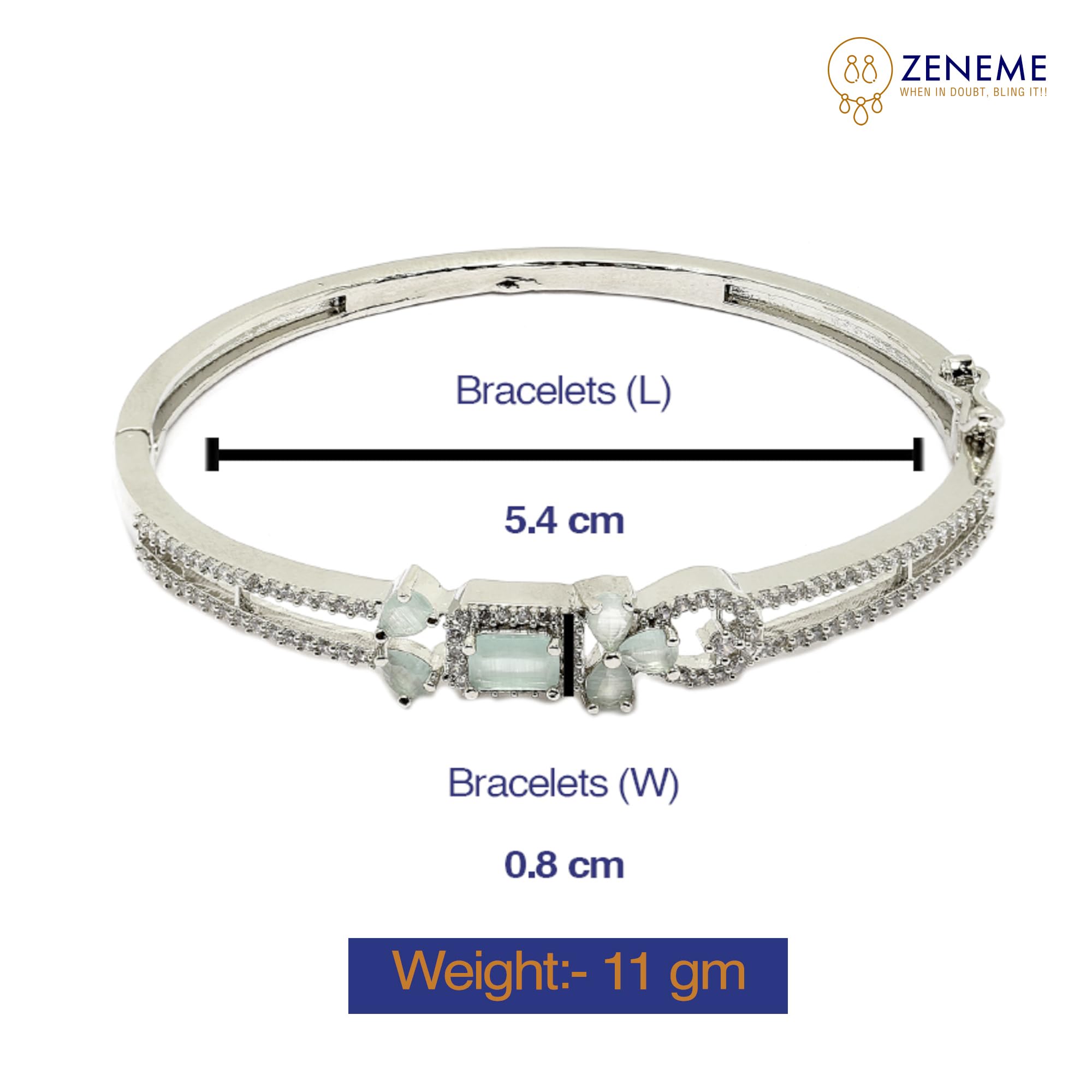 Rhodium-Plated Flower Patterned Kada Bracelet