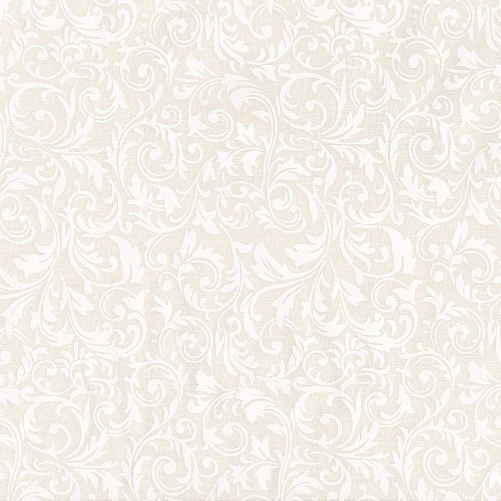 Jacqueline De Jonge Sparkling White on White Printed Acanthus Scrolls