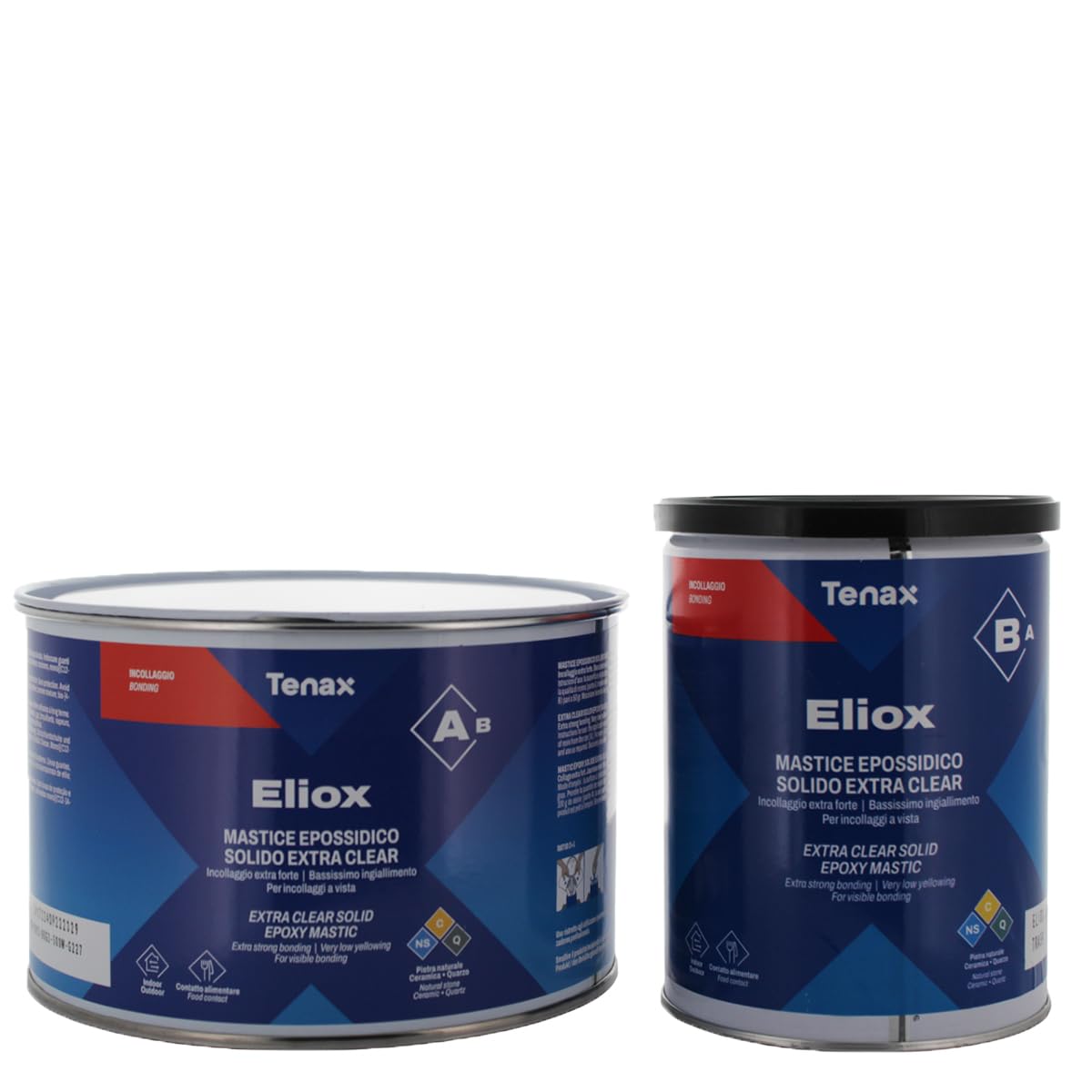 Tenax Mastic époxy Extra Clear approuvé pour contact alimentaire, adhésif solide, kit A+B, 2,250 kg