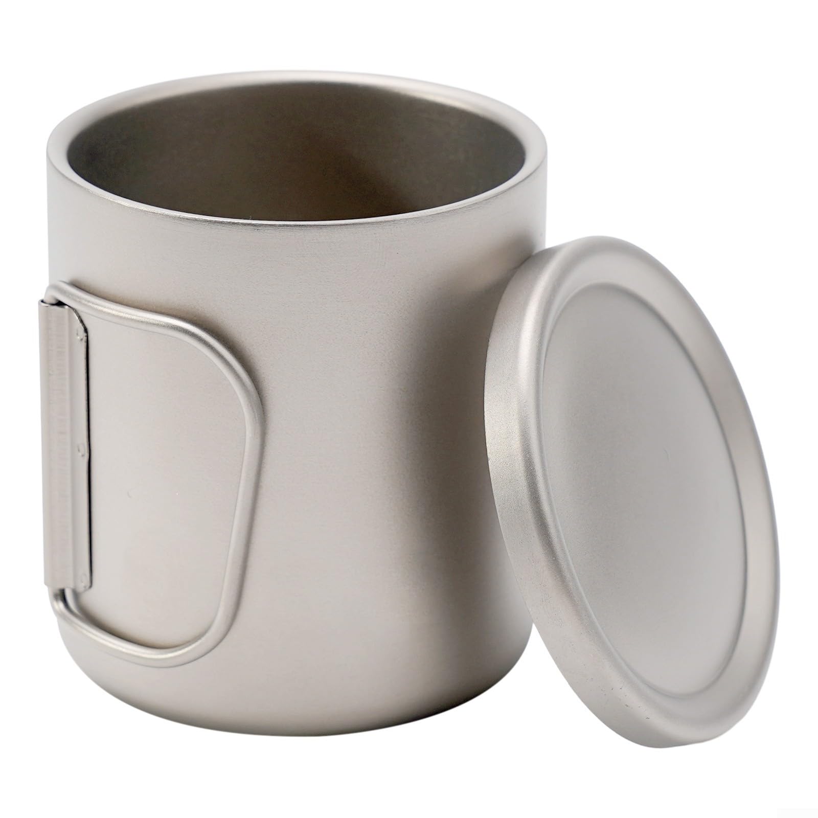 Mug isotherme en titane avec poignée - Léger - Pour le camping, la randonnée, le bureau, les voyages - 220 ml - 550 ml (sans poignées)