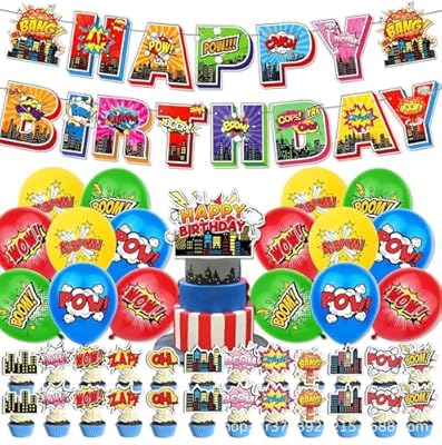 42 piezas Set de decoración de globos para cumpleaños con temática de superhéroes, decoraciones para tartas de superhéroes y pancarta de cumpleaños, para fiestas de niños | Ya disponible en tu tienda friki favorita! En mundofriki.es!