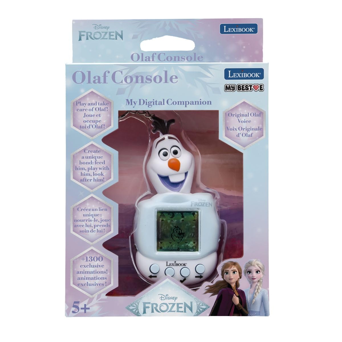 Lexibook, Disney Kraina Lodu, Konsola do gier My Best-E®, Ekran LCD, 3 gry w zestawie, Interaktywny towarzysz Olaf, Uniwersum Krainy Lodu, Jasnoniebieski i biały, JLMB10FZ