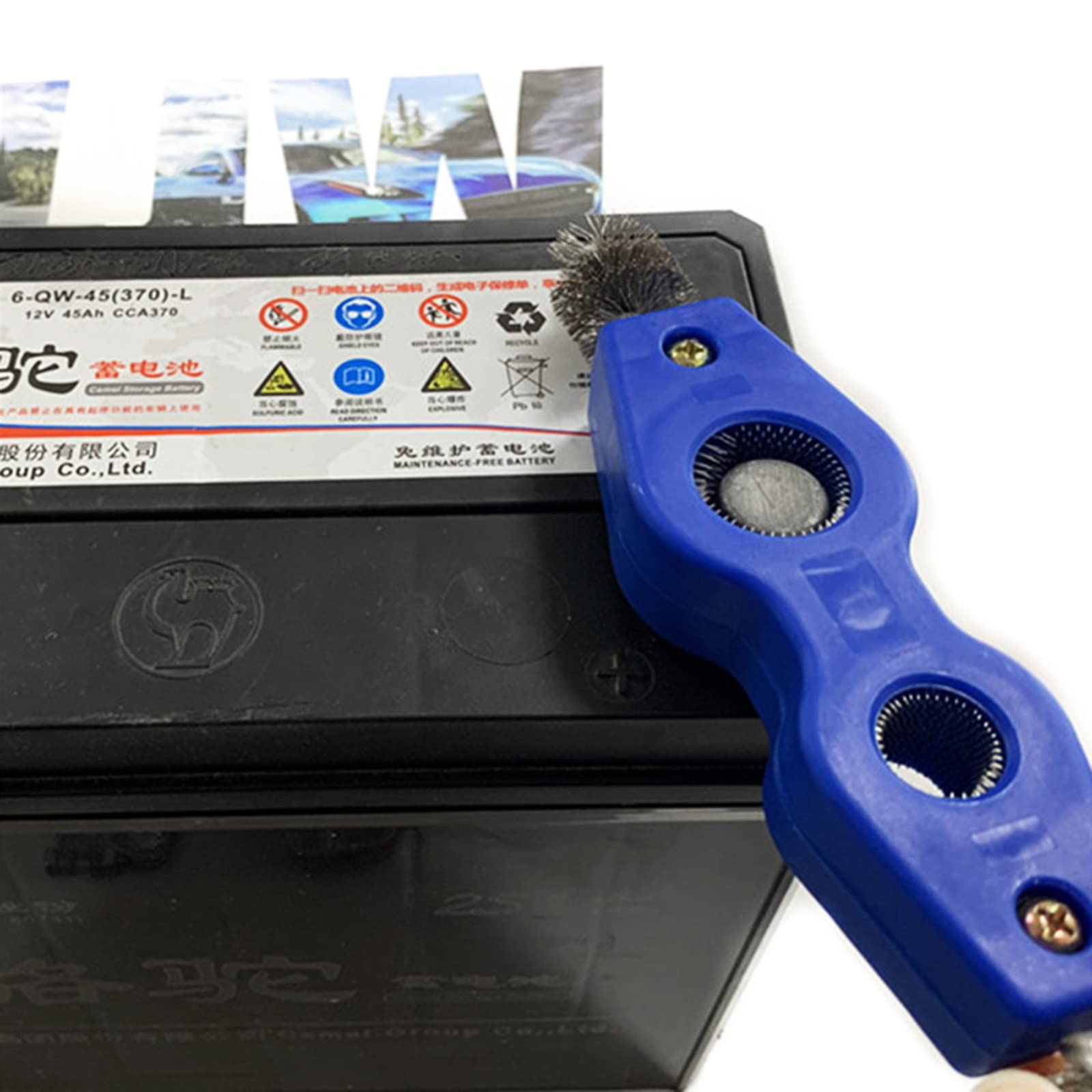 DIIOOMIEEU 4 in 1 Pipe Tool Tube & Fitting Brush Wire Brush Deburr Battery and Post Brush for Soldering