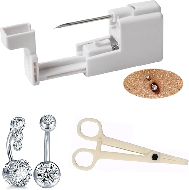 Kit de pistola para piercing corporal Orglace com 6 peças, agulhas e acessórios em aço inoxidável