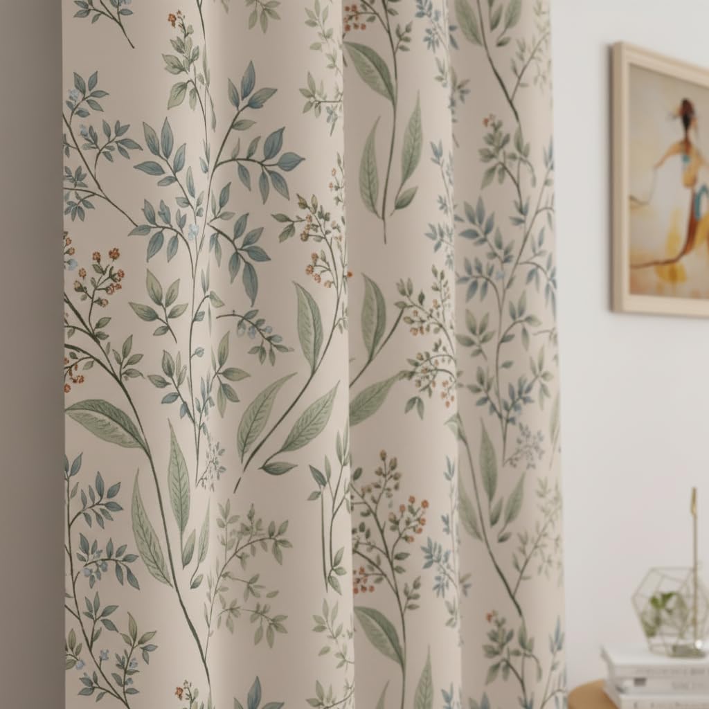 STITCHNEST 'Floréa Series' Premium Satin Room Darkening Curtains 7 Feet Long Set of 1 | Door Curtain 7 x 4 Feet | Blocks