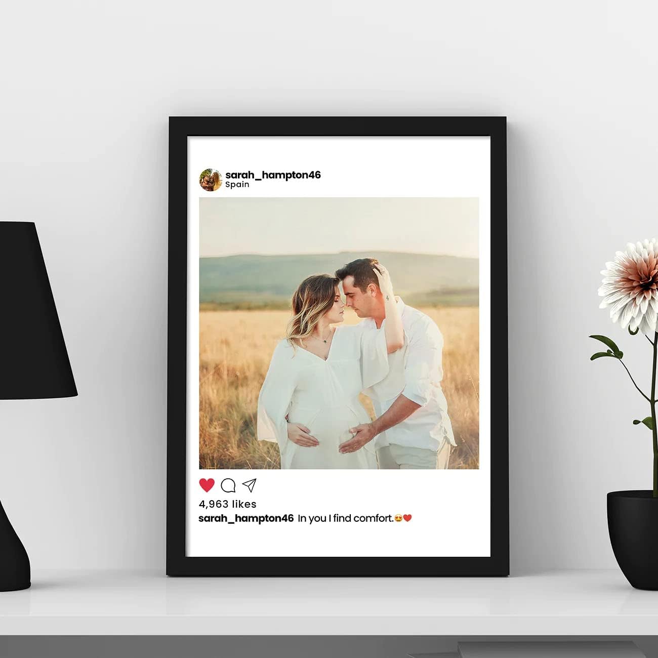 SNAP ART Personalized Gift for couple in Instagram Photo Frame Style. A perfect present for You, Customized Gift, Birthday Gift, Marriage Anniversary Gift, Valentine Day Gift (A4, Black)