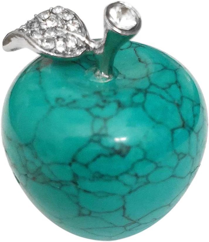 Howlite Turquoise Carved Appple Figurine Sculpture Statue Healing Crystal Home Ornament Decoration 1.3" Tall