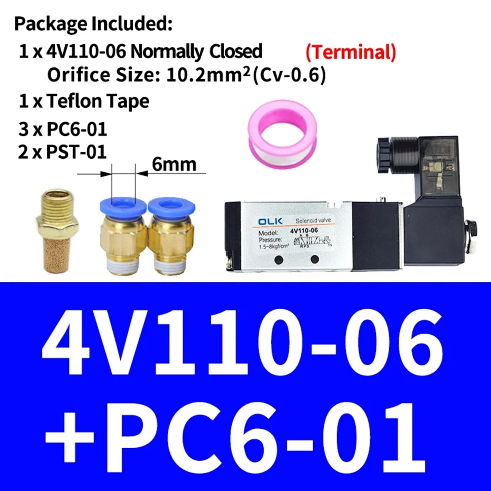 AirTACDINGJU Solenoid Valve 1/8"PT Pneumatic AirTAC 4V110-06 Air 12V/24V/ 110V/220V Single Coil Pilot-Operated Electric 2 Position 5 Way Connection Type (4V110 PT1/8, DC24V