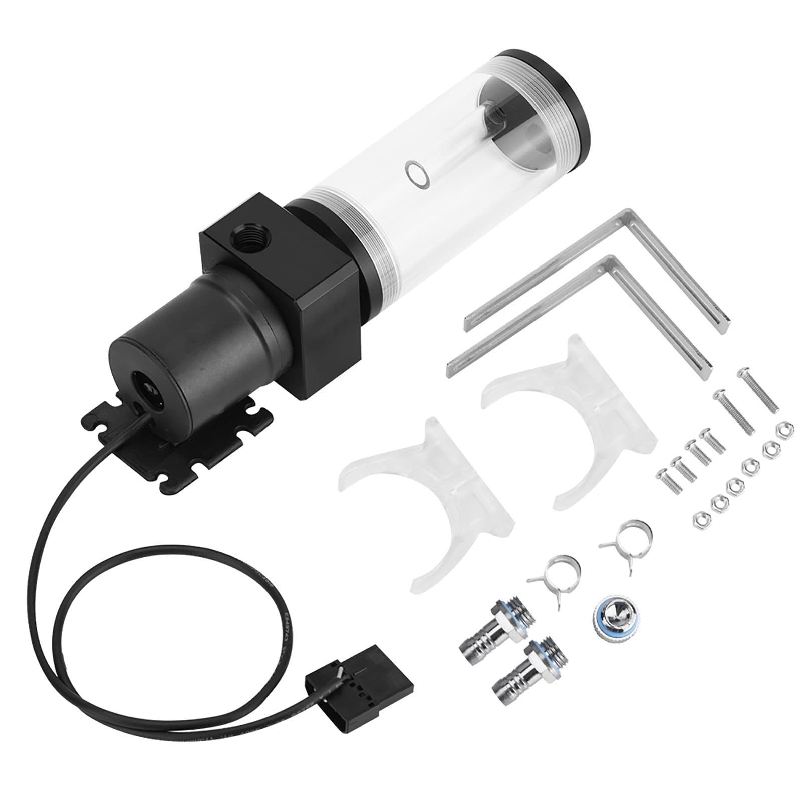 Serbatoio di Raffreddamento Ad Acqua con Cilindro in Acrilico con Pompa da 19 W per Configurazione di Gioco per PC, Design Durevole e Resistente Al Calore (110 mm)