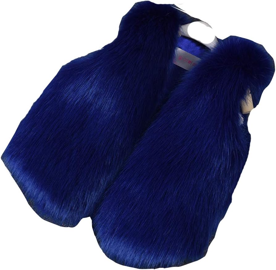 benetia Girls Boys Faux Fur Vest Coat 3-4T Z Blue